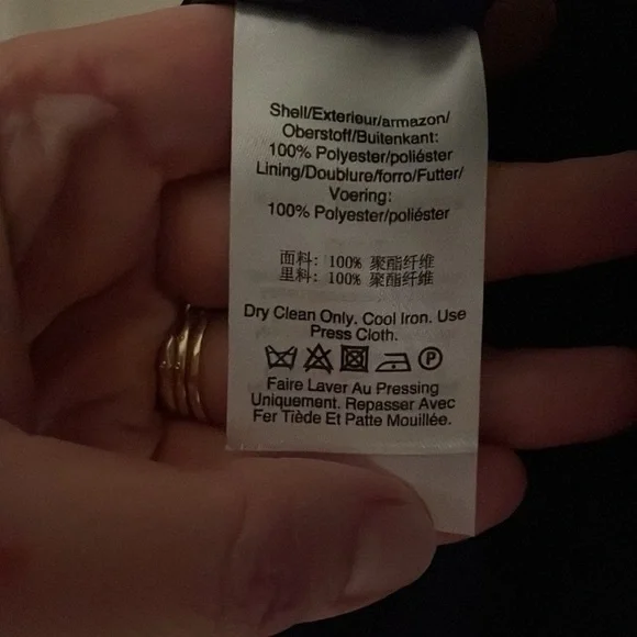 DKNY Dress Size 8 Navy Floral Chiffon Tie Neck Short Sleeve - Picture 11 of 12